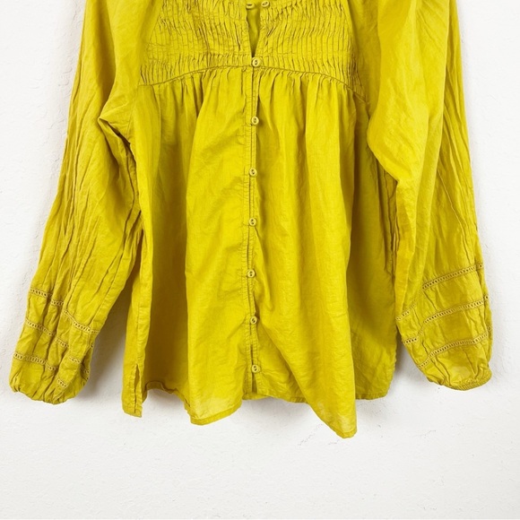 Cleobella Yellow Button Front Peasant Blouse Size Small - Picture 2 of 5
